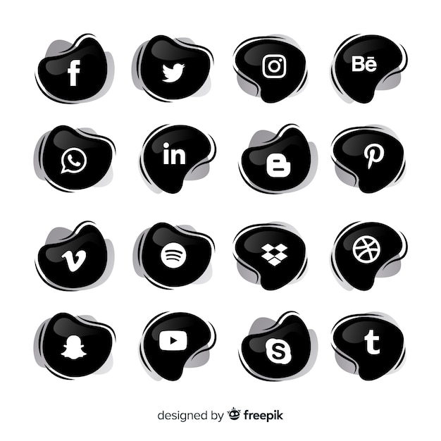 Free Vector black social media logotypes collection