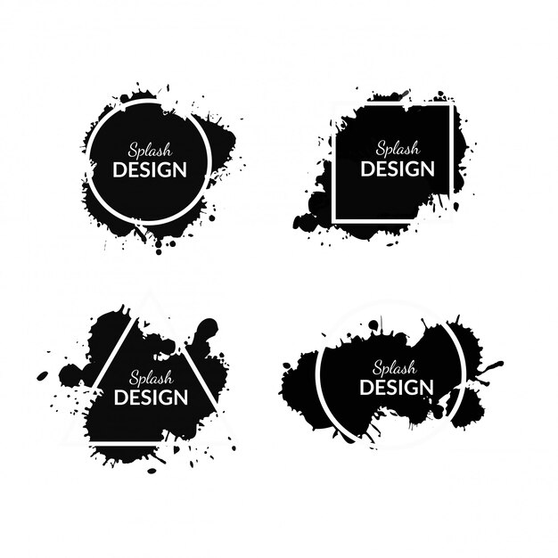 Black splash paint with geometric forms