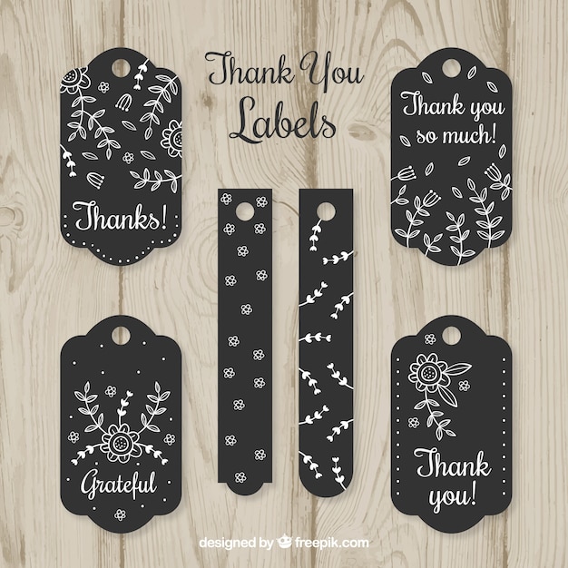 Free Vector black thank you labels collection