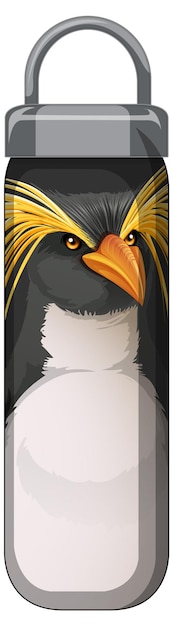 Free Vector a black thermos bottle with penguin pattern