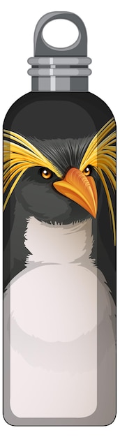 Free Vector a black thermos bottle with penguin pattern