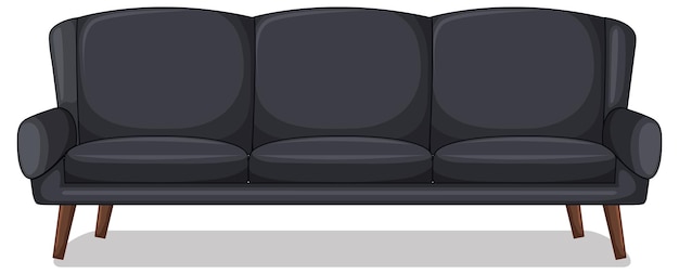 Free Vector black three-seater sofa isolated on white background