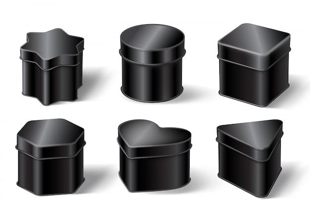 Black tin boxes