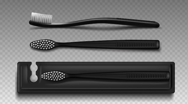 Free Vector black toothbrush with package box