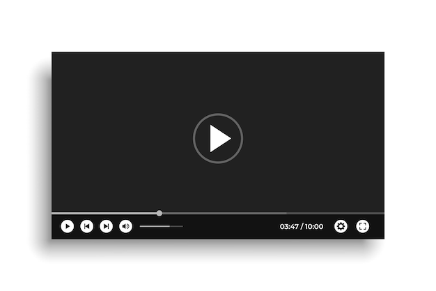 Free Vector black video player template mockup design