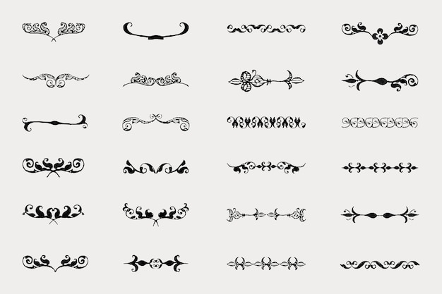 Free Vector black vintage divider element collection, remix from the model book