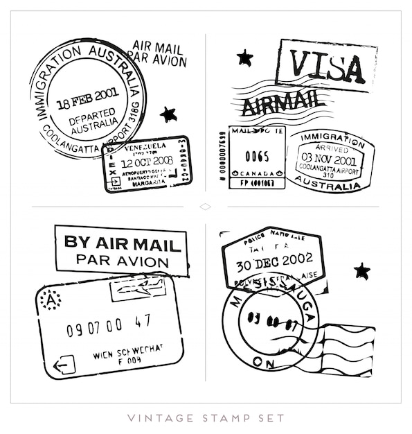 Black visa stamp collection