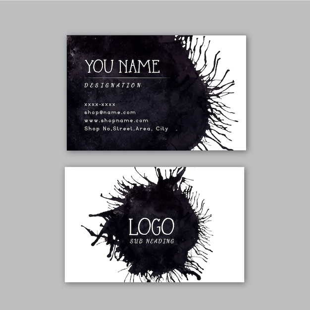 Free Vector black watercolor design business card