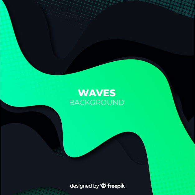 Black waves background with halftone effect