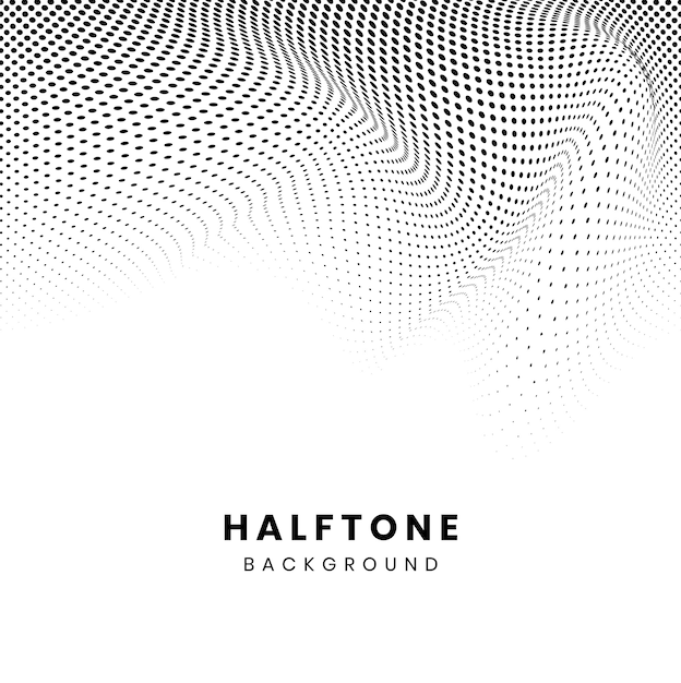 Free vector black wavy halftone on white background vector