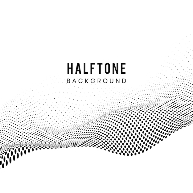 Free vector black wavy halftone on white background vector