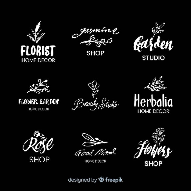 Black wedding florist logos