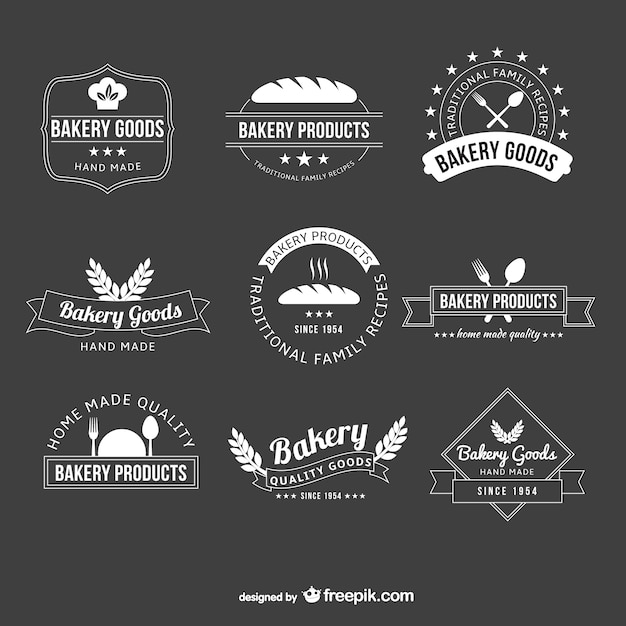 Black and white bakery logos