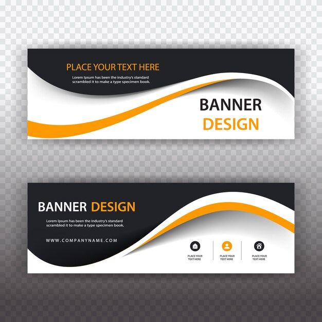 Black and white business banner with orange details