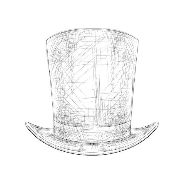 Free Vector black and white color hand drawn top hat vector illustration