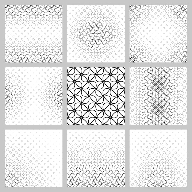 Black and white ellipse grid pattern set