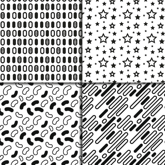 Black and white geometrical shapes pattern background collection