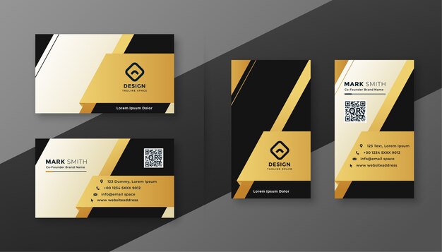 Black white and golden modern business card design