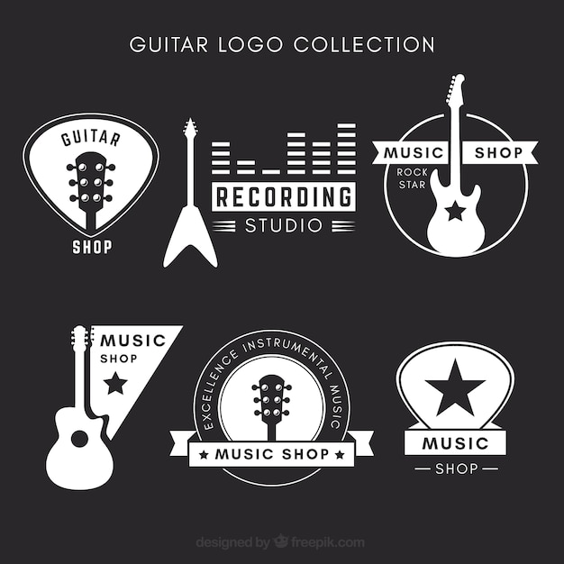 Black and white guitar logo collection