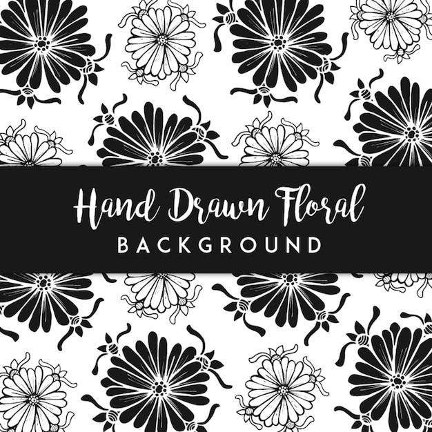 Black and White Hand Drawn Floral Background