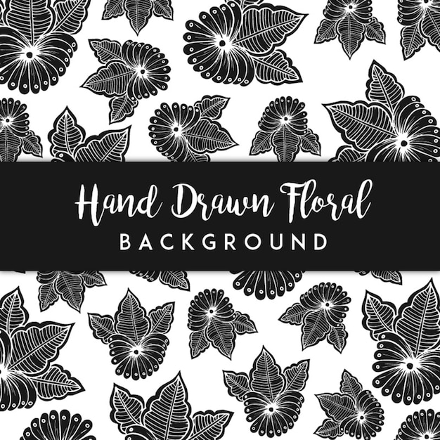 Free vector black and white hand drawn floral background