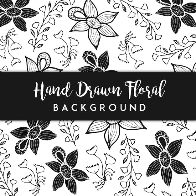 Free Vector black and white hand drawn floral background