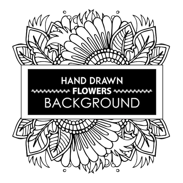 Free Vector black and white hand drawn floral frame