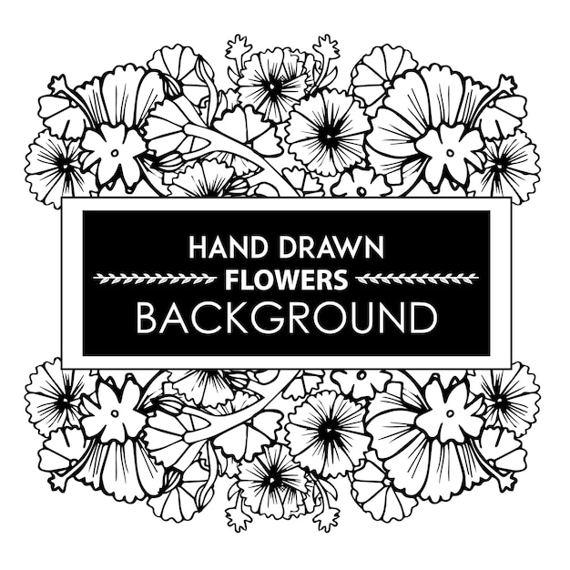 Free Vector black and white hand drawn floral frame