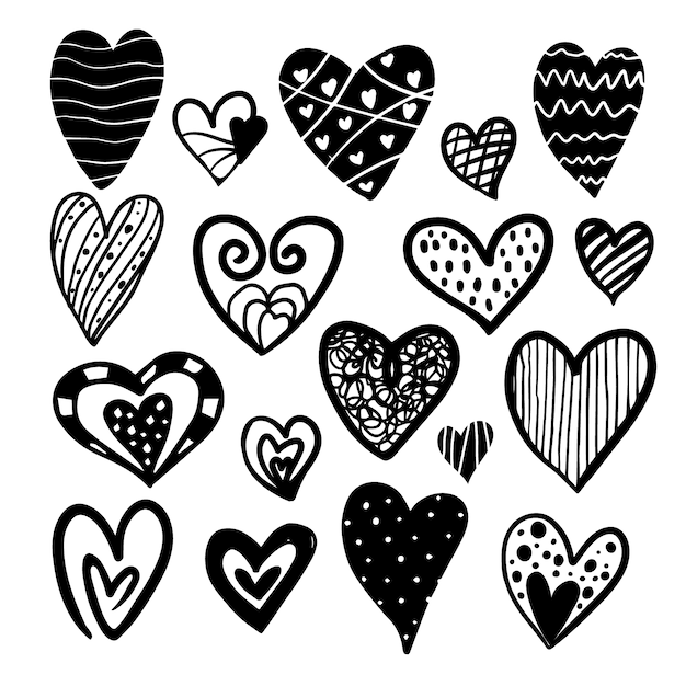 Free vector black and white hearts collection