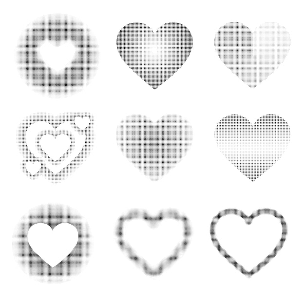 Free Vector black and white hearts collection