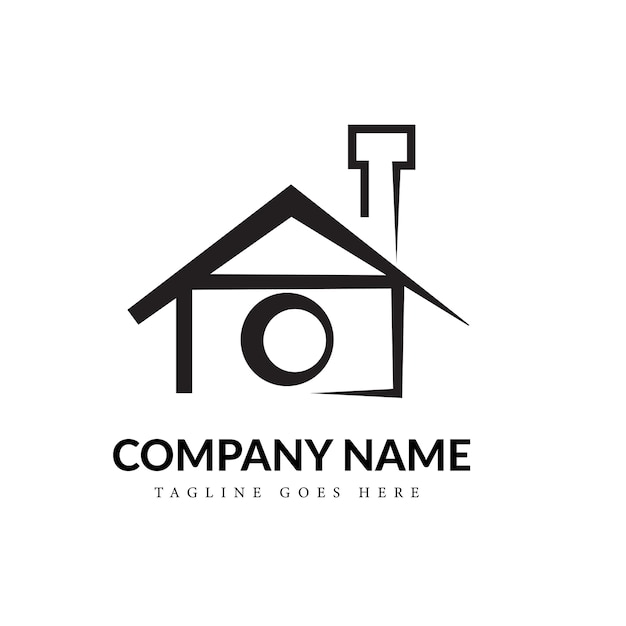 Black & White Home Photography Line Art Logo Concept