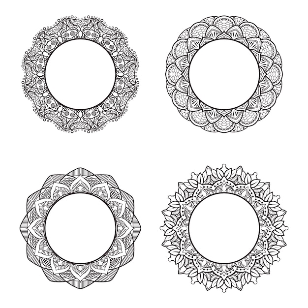 Black and white mandala frame collection