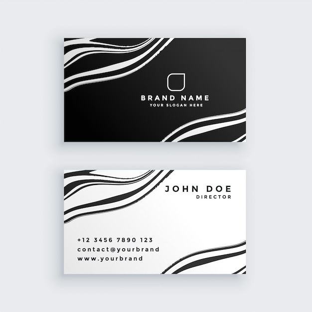 Free Vector black and white marble business card design