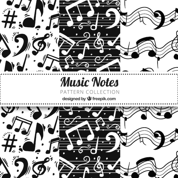 Free vector black and white music notes pattern