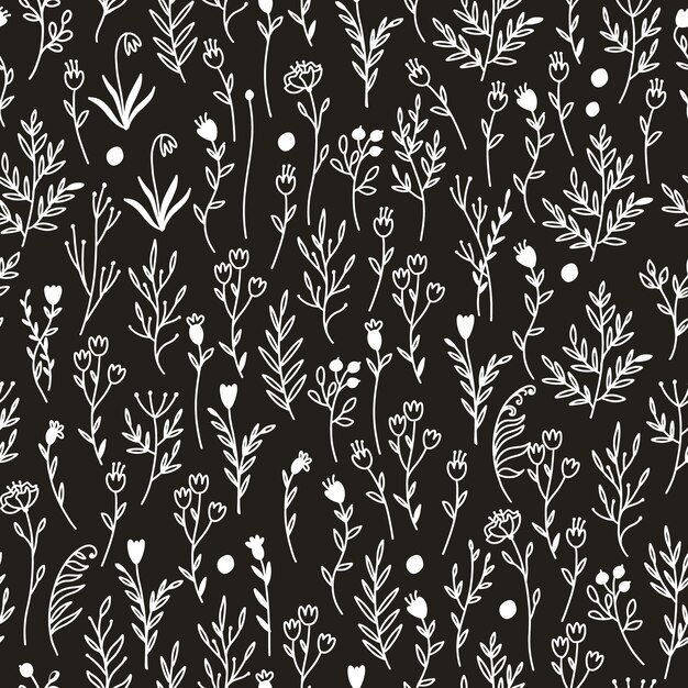 black and white pattern with flowers