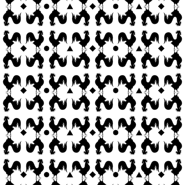 Free Vector black and white pattern with rooster