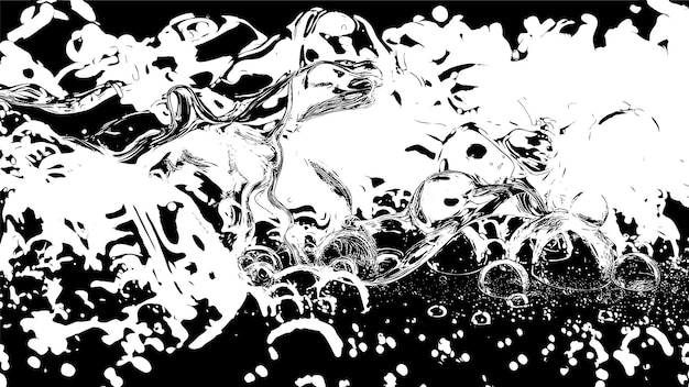 Free Vector a black and white photo of a splash of water with bubbles