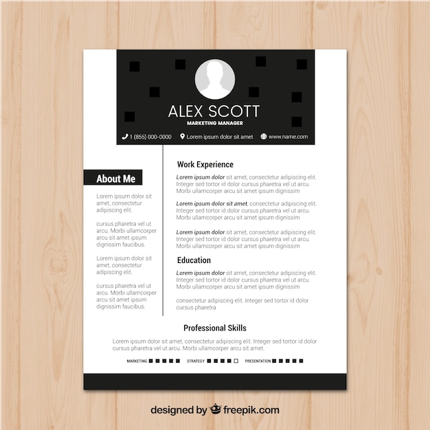 Free Vector black and white resume template