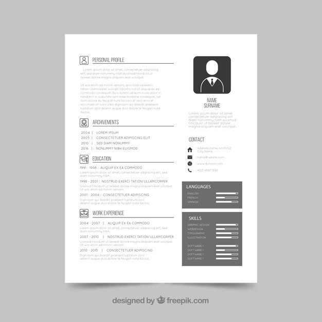 Black and white resume template