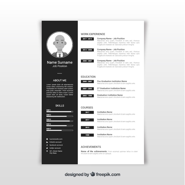 Black and white resume template