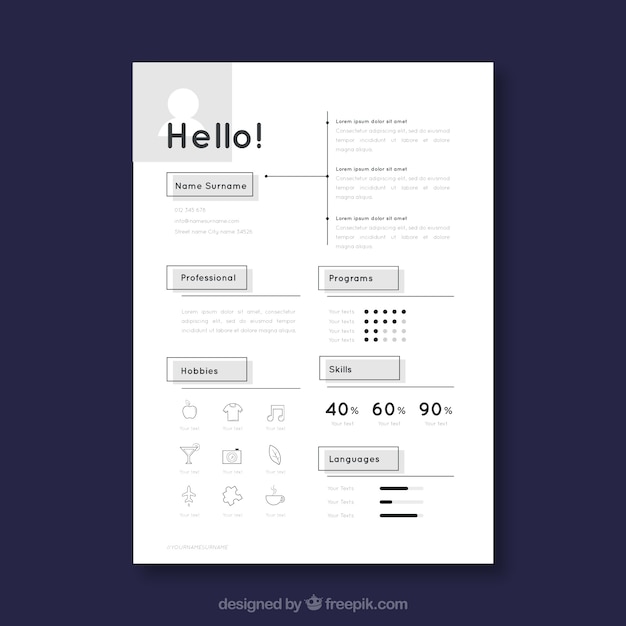 Black and white resume template