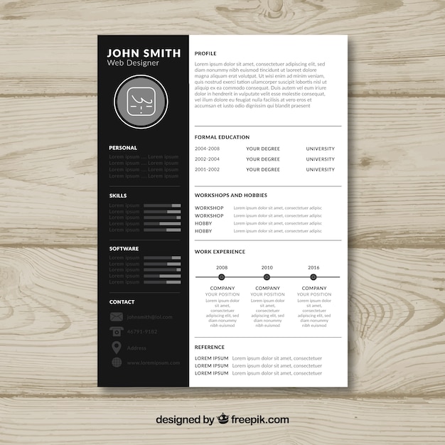 Free Vector black and white resume template