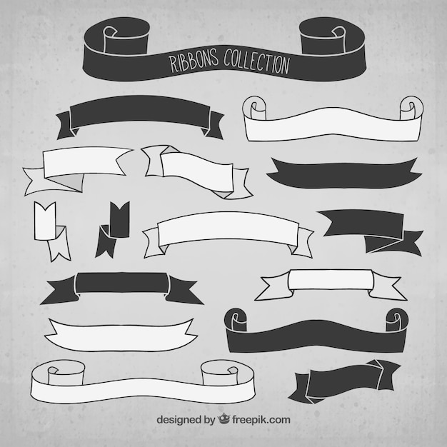 Free vector black and white ribbons collection