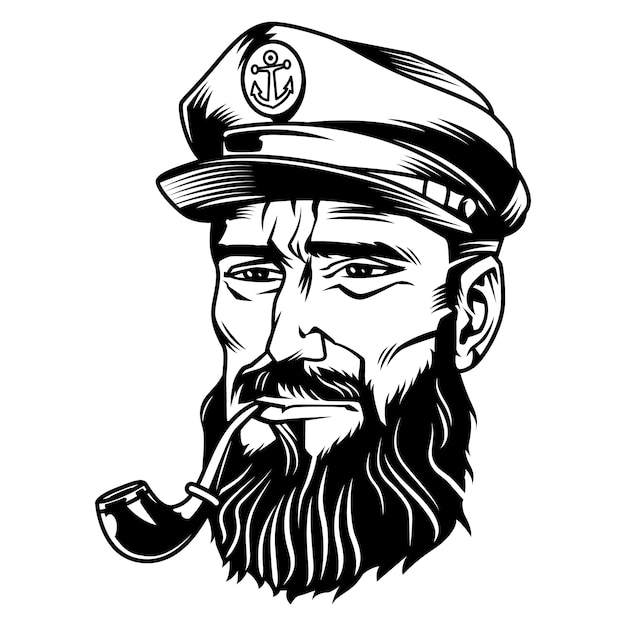 Black and white sailor head