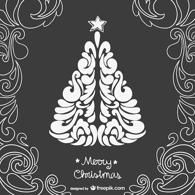 Free vector black and white vintage christmas card