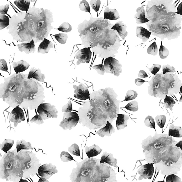 Free Vector black and white watercolor floral background