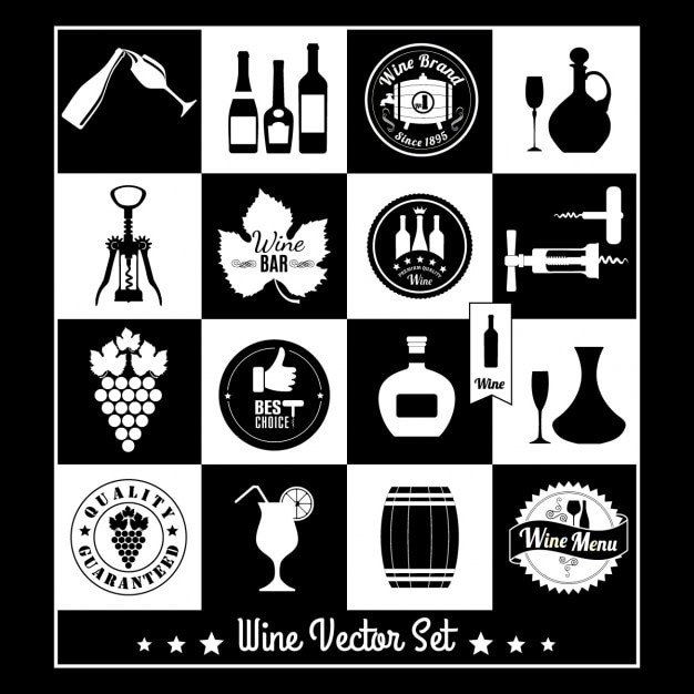 Black and white wine labels