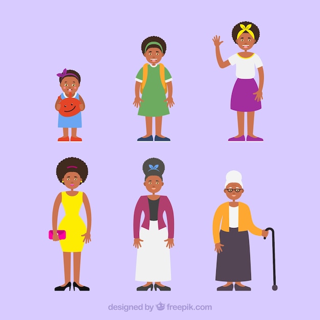 Free Vector black woman in different ages