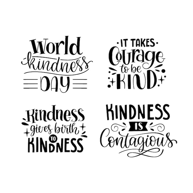 Free Vector black world kindness day lettering set