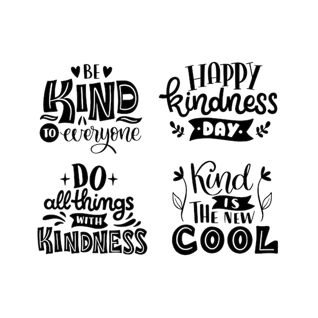 Free Vector black world kindness day lettering set